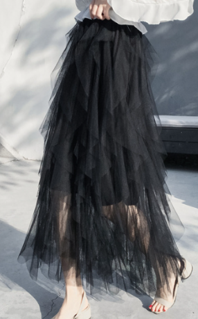 Elegant A-Line Skirt - High Waist Tulle Midi Dress