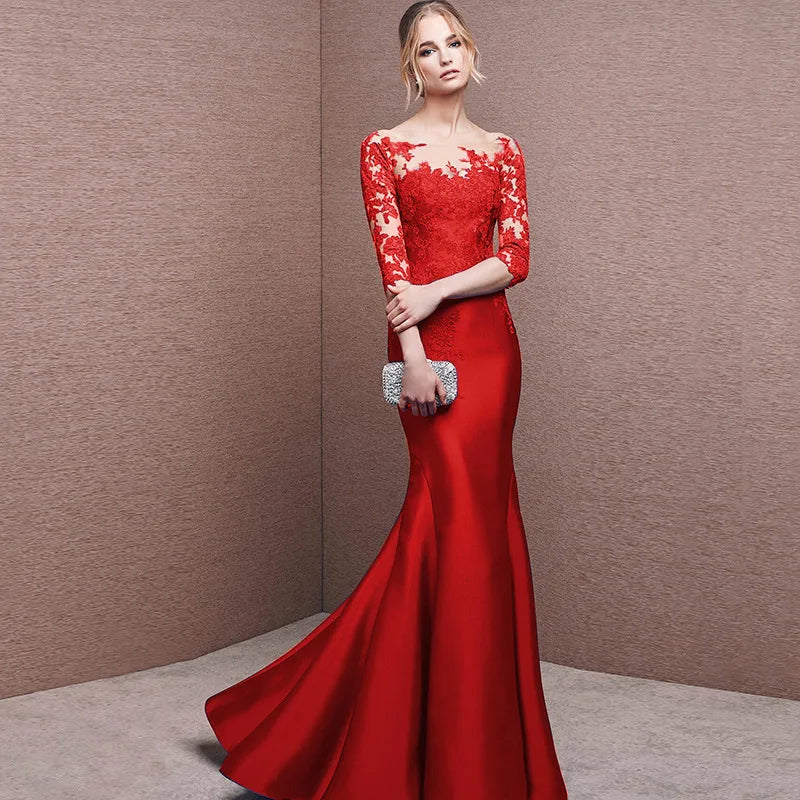 Royal Blue Celebrity Dresses Half Sleeves See through Back Women Mermaid Evening Prom Dresses for Wedding Party plus Size