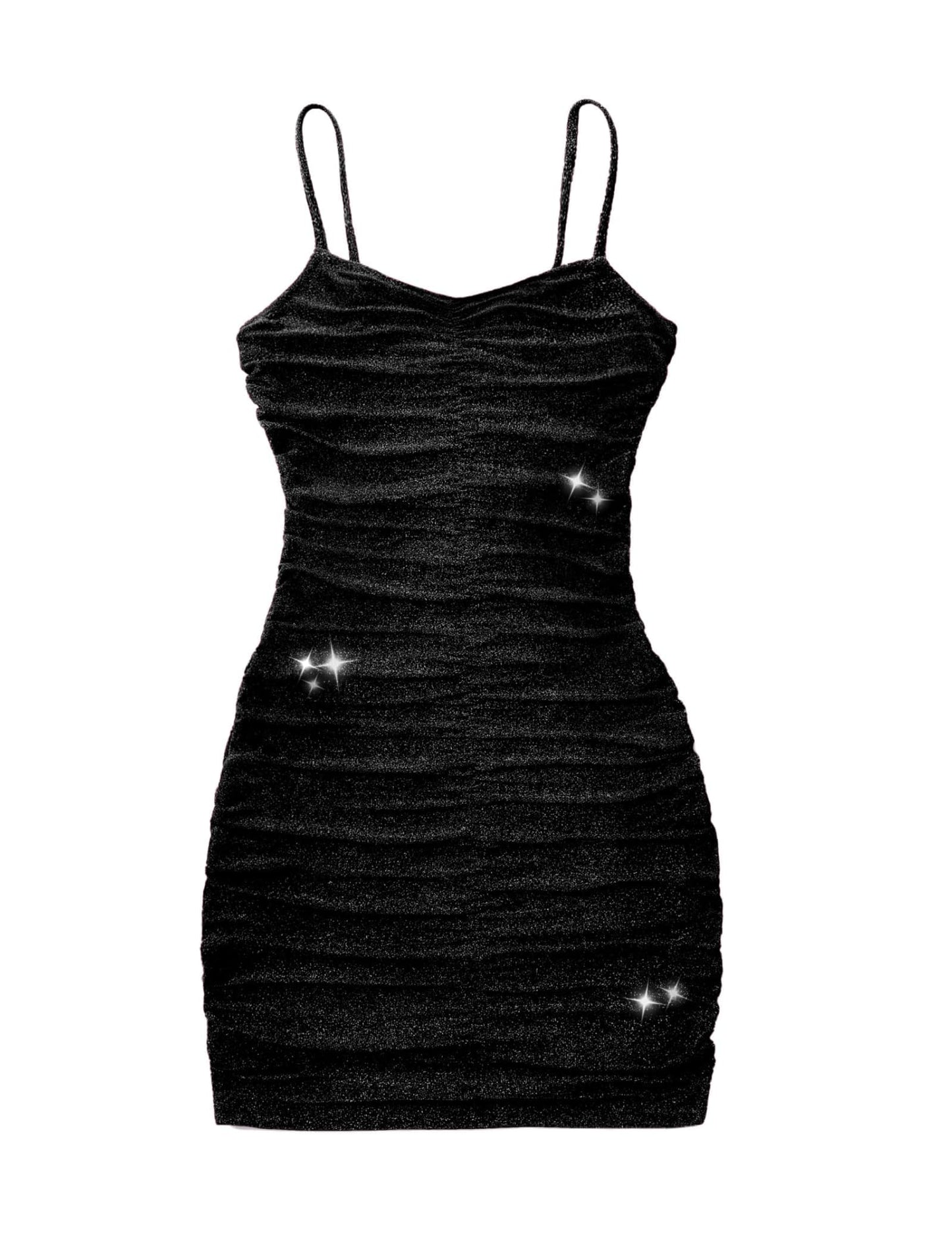 Mebius Girls Bodycon Spaghetti Strap Party Short Tight Dress Sparkly Summer Sleeveless Ruched Dance Prom Dresses Black 10 Years