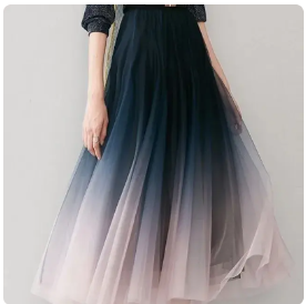 MEXZT Women's High Waist Gradient Tulle Pleated Midi Skirt