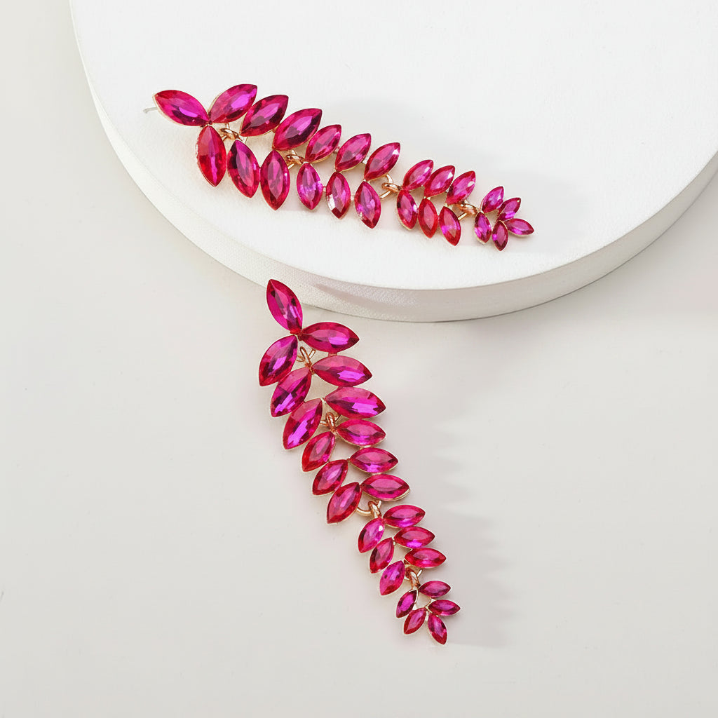 Leaf Shiny Glss Decor Dangle Drop Earrings
