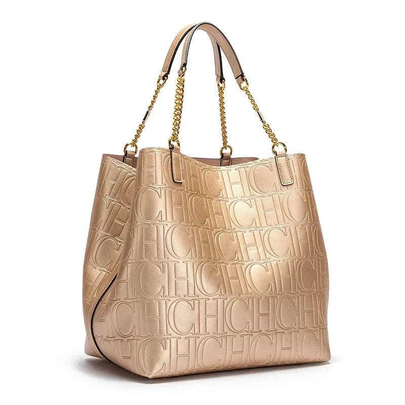 CH High Quality Solid Color Simple Style Women's Large Capacity Handbag Suitable Daily Commuting Fashionable Versatile