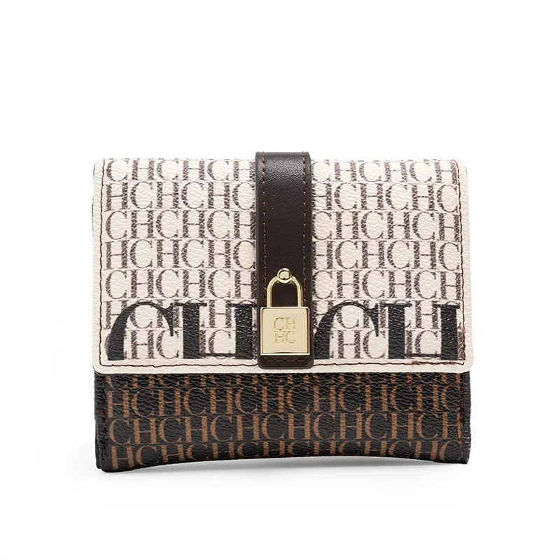 CH Fashion Versatile Letter Print Design Wallet Premium Feeling Wallet High Quality Standard Wallet Ladies Temperament Style Car