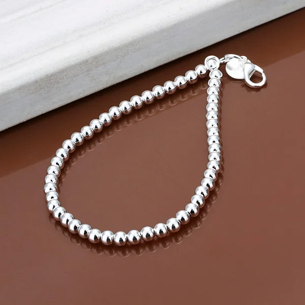 925 Sterling Silver Bracelets Fashion Jewelry Charm Women Chain Lady Wedding 6MM Beads Factory Price