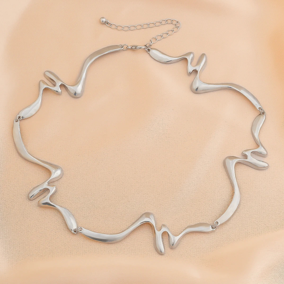 KunJoe Elegant Irregular Wave Torques Necklaces for Women Trendy Punk Gold Color Chokers Clavicle Chain Wedding Party Jewelry
