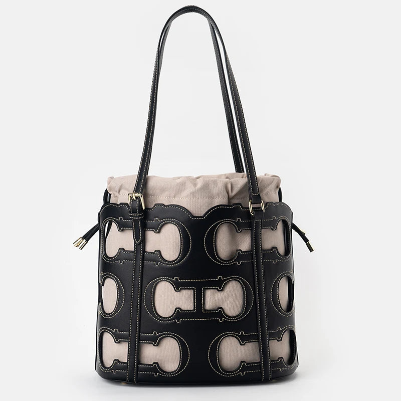 CH Women's Shoulder Bag High-end Brand Fashionable Hollow Design Women's Handbag Large Capacity Simple Solid Color