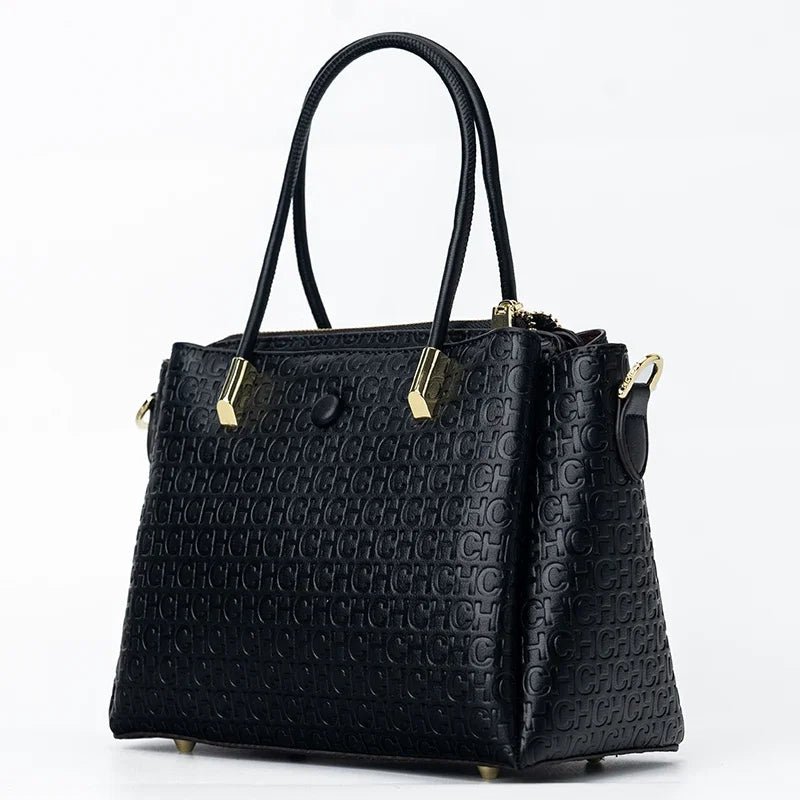 High Quality Metal Connection Brand Monogram Print Vintage Fashion Women's Tote Bag Large Capacity Commuter Versatile Tote Bag