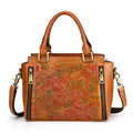 Genuine Leather Women's Bag - Embossed Tote & Shoulder Bag