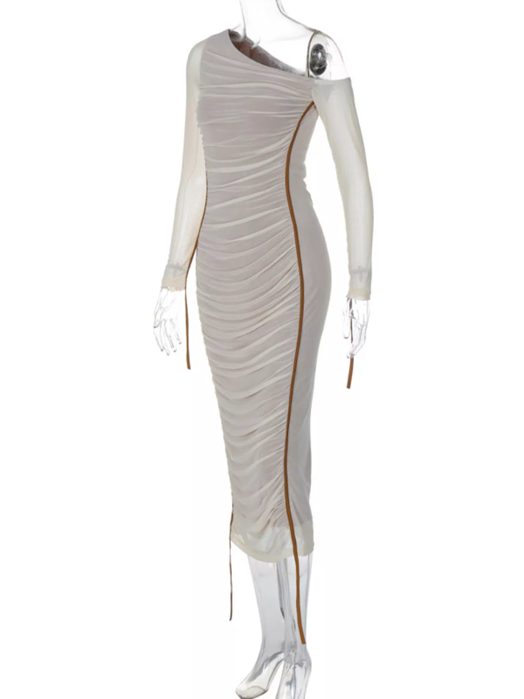 One - Shoulder Ruched Bodycon Midi Dress - TrendNest