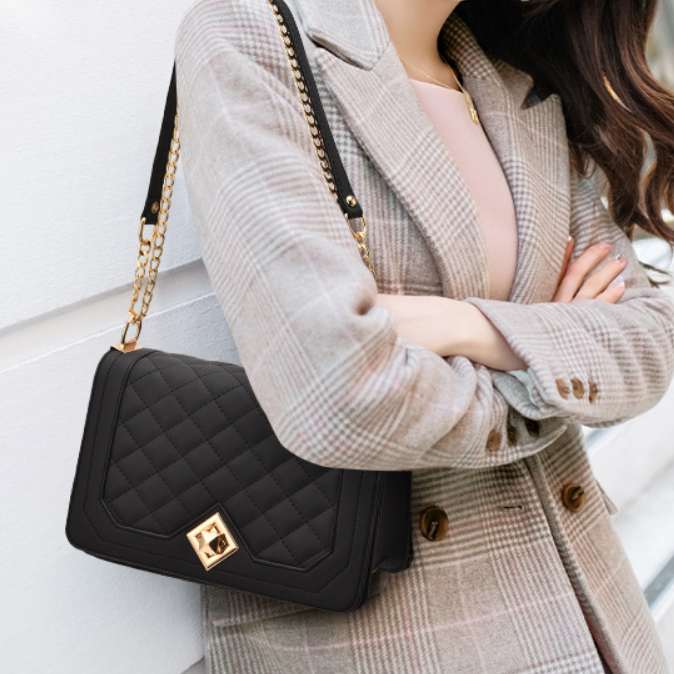Women's Fashion Small Square Messenger Bag with Chain