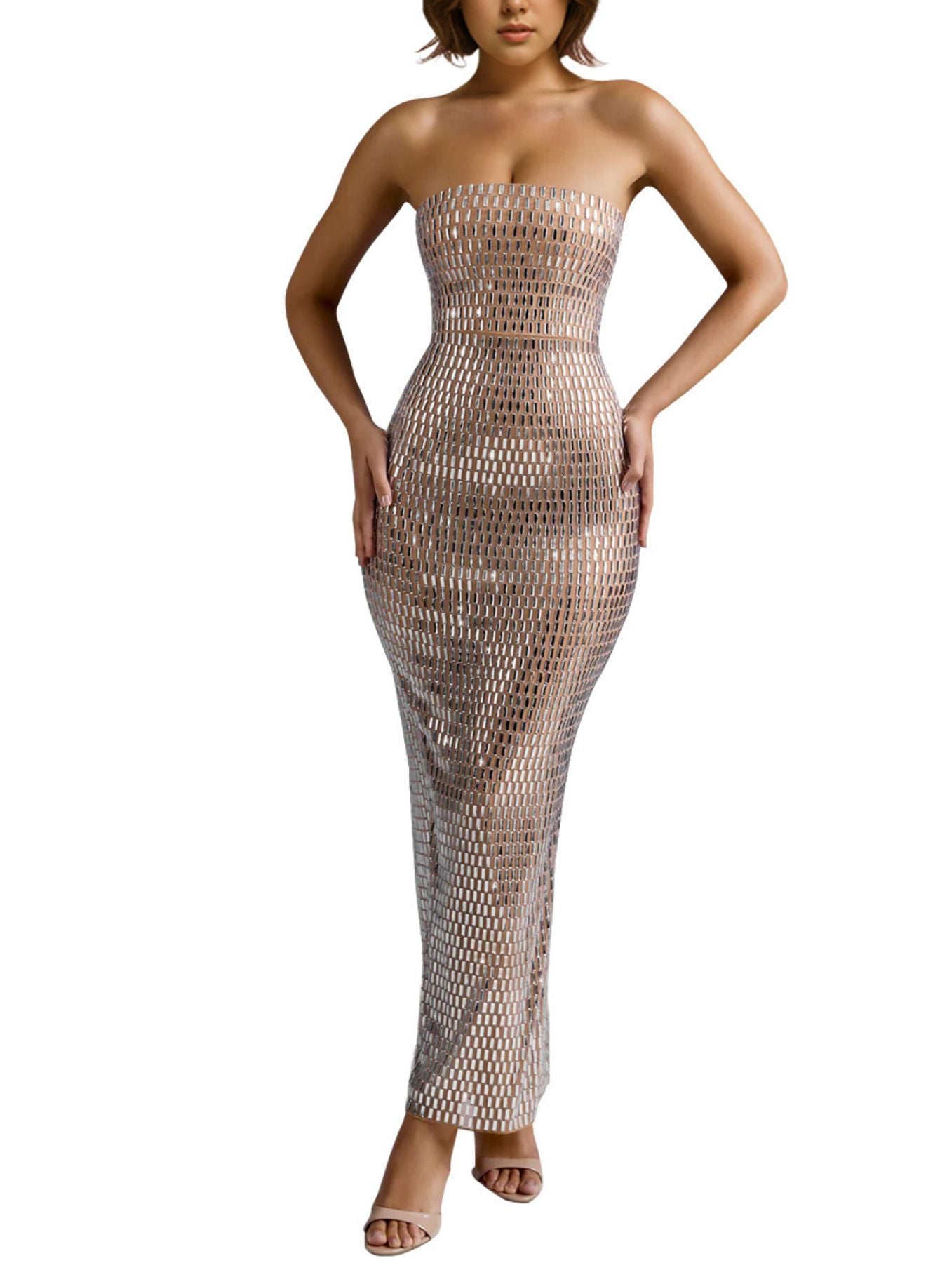 Rhinestone Tube Maxi Dress - TrendNest