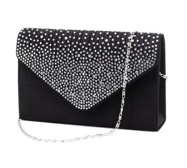 2018 Satin Clutch with Rhinestones for Evening Events