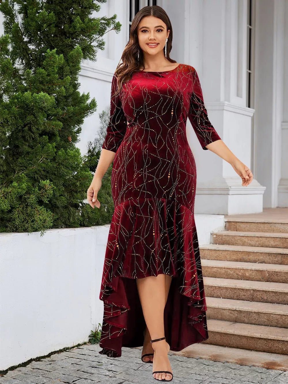 Plus Size Ruffle Hem High - Low Dress - TrendNest