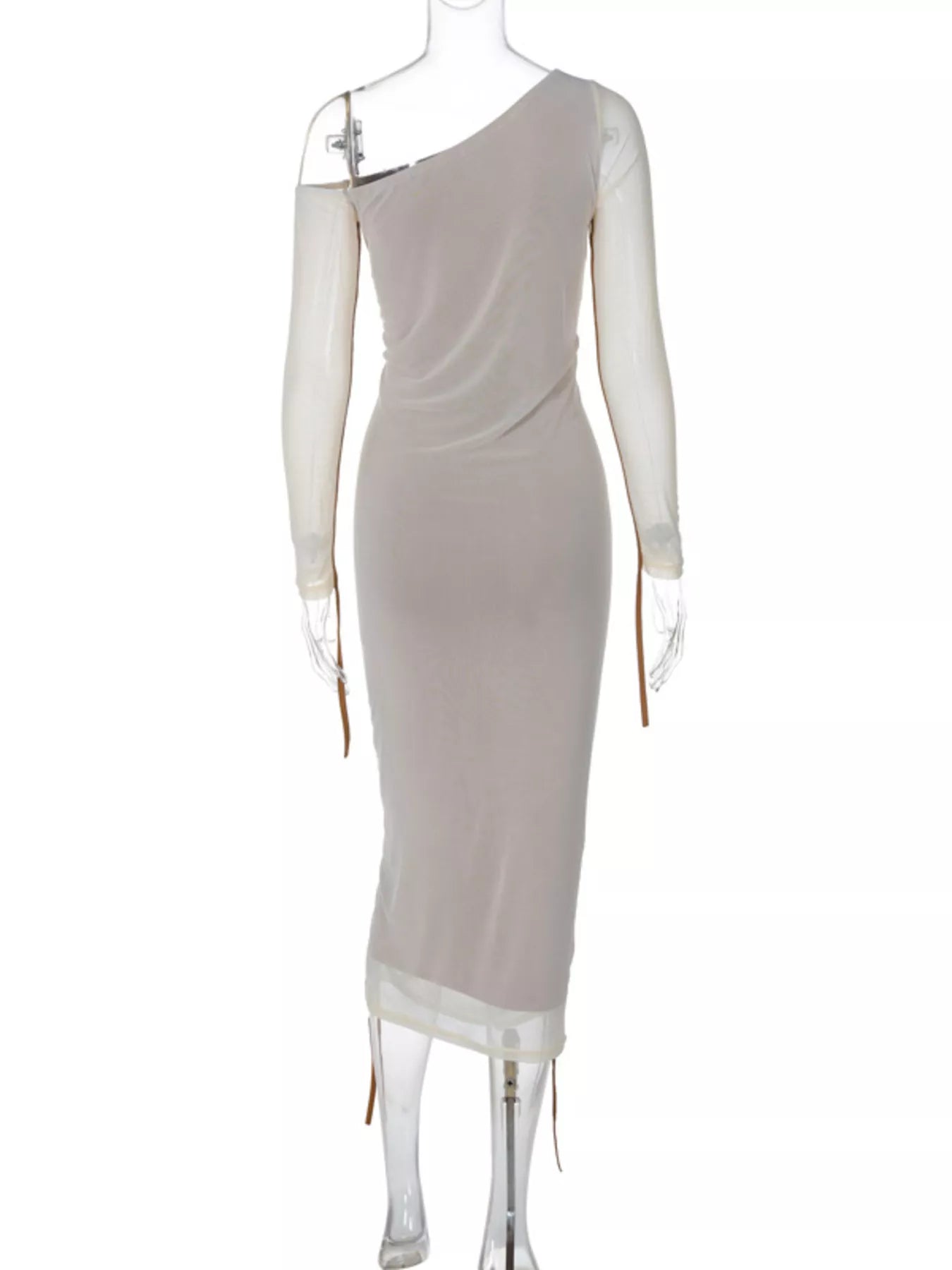 One - Shoulder Ruched Bodycon Midi Dress - TrendNest