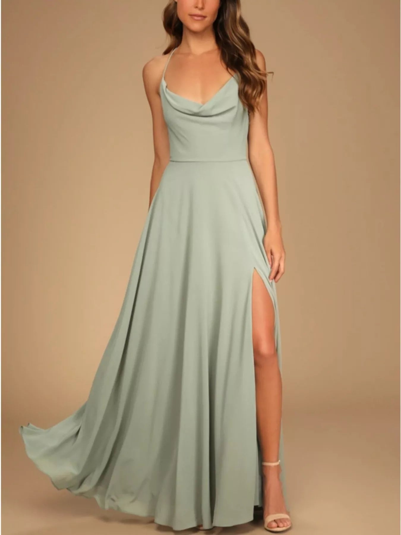 Slit Cowl Neck Maxi Dress - TrendNest