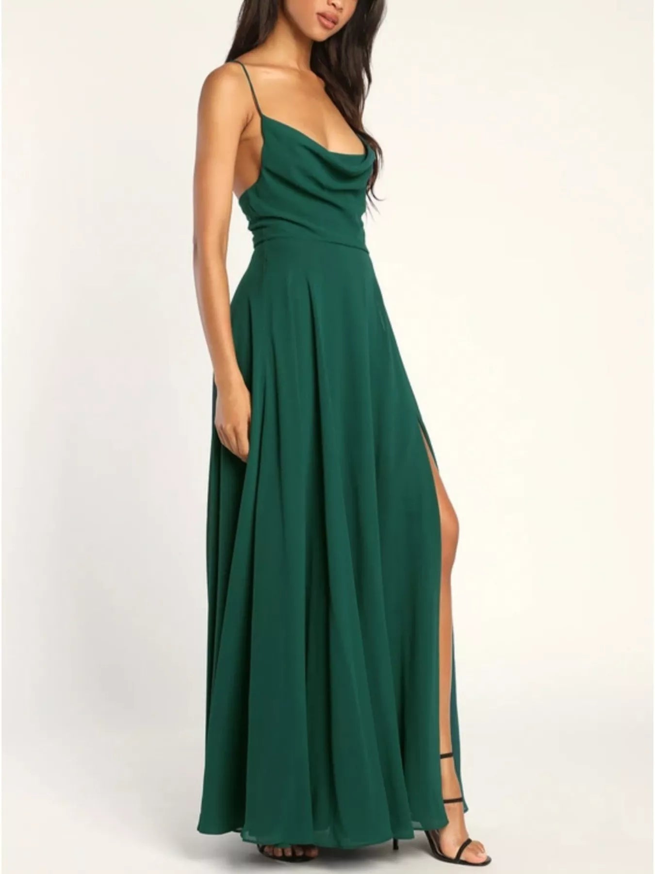 Slit Cowl Neck Maxi Dress - TrendNest