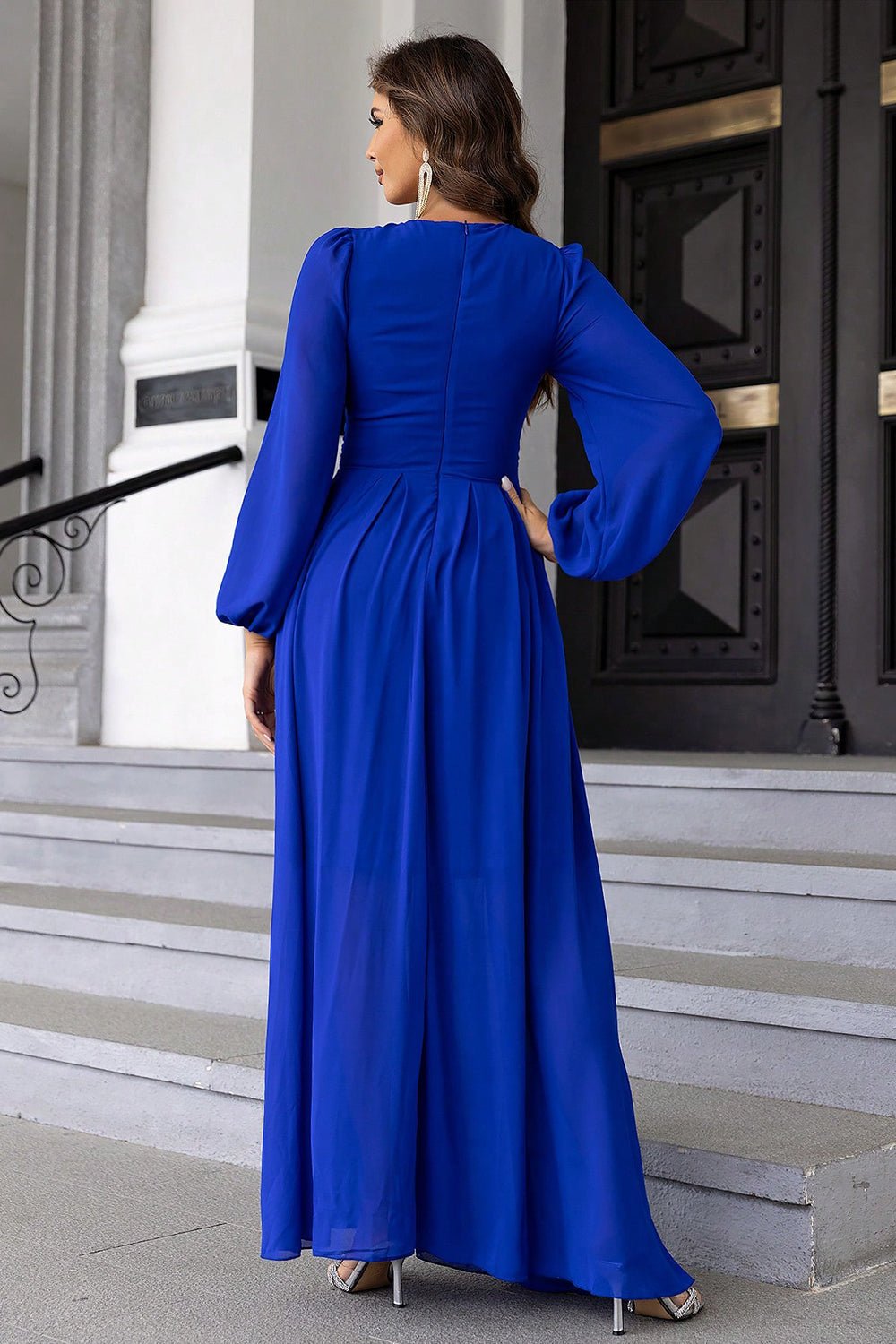 Twist Front Cutout Long Sleeve Dress - TrendNest