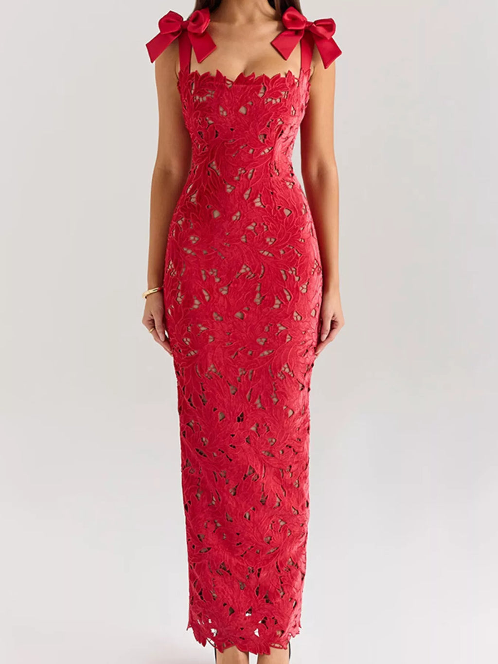 Slit Tie Shoulder Maxi Dress - TrendNest