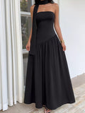 Slit Tube Maxi Dress with Scarf - TrendNest