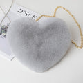 Fashion Plush Heart Messenger Bag with Chain Strap