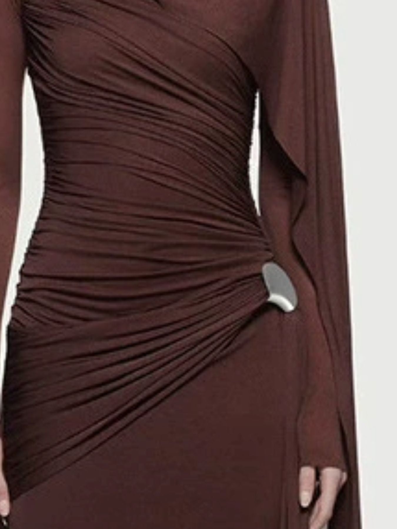 Ruched Draped Long Sleeve Maxi Dress - TrendNest