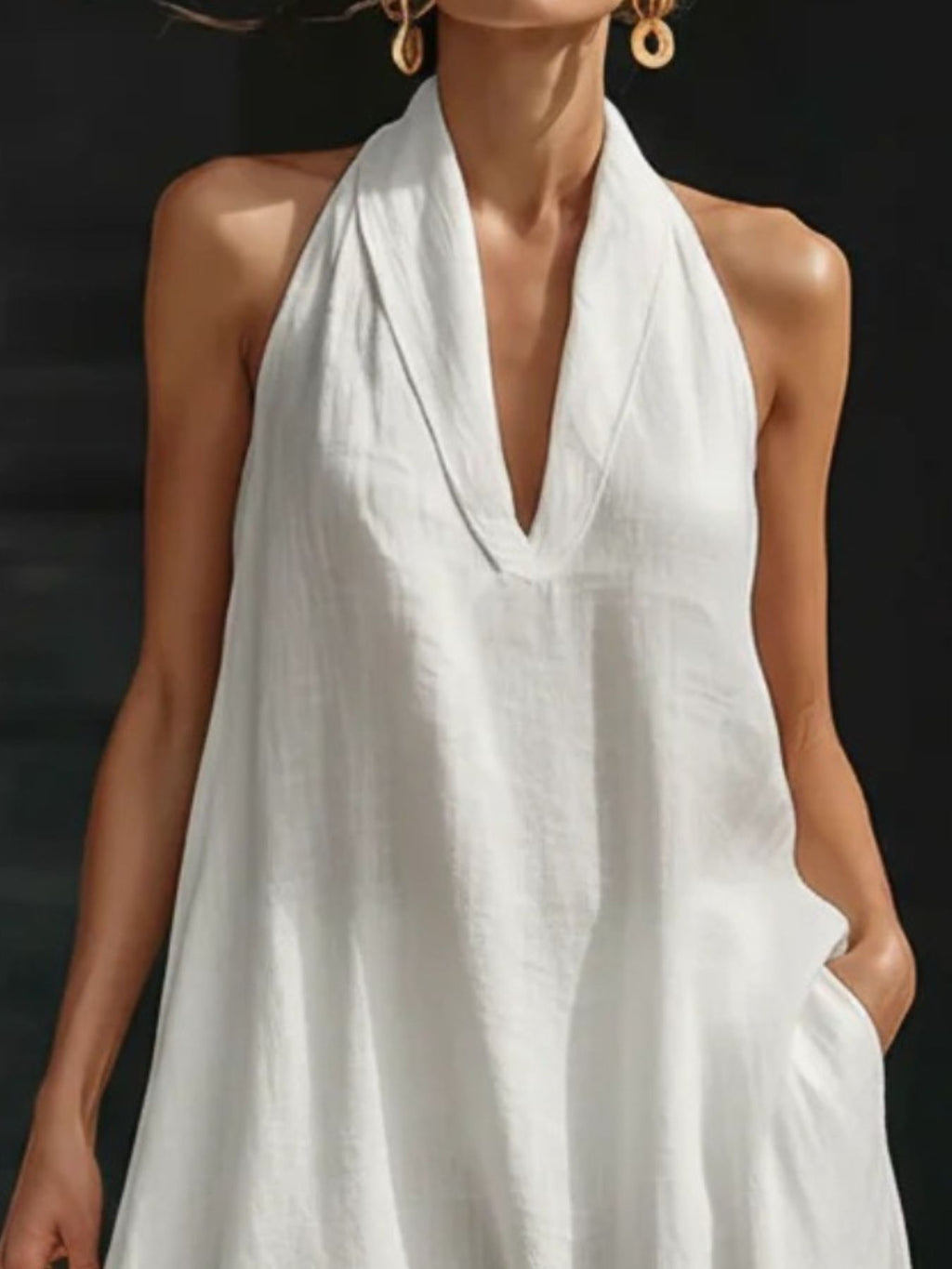 Halter Neck Maxi Dress with Pockets - TrendNest
