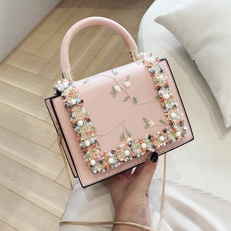Trendy Women's Small Square Messenger Bag with Chain