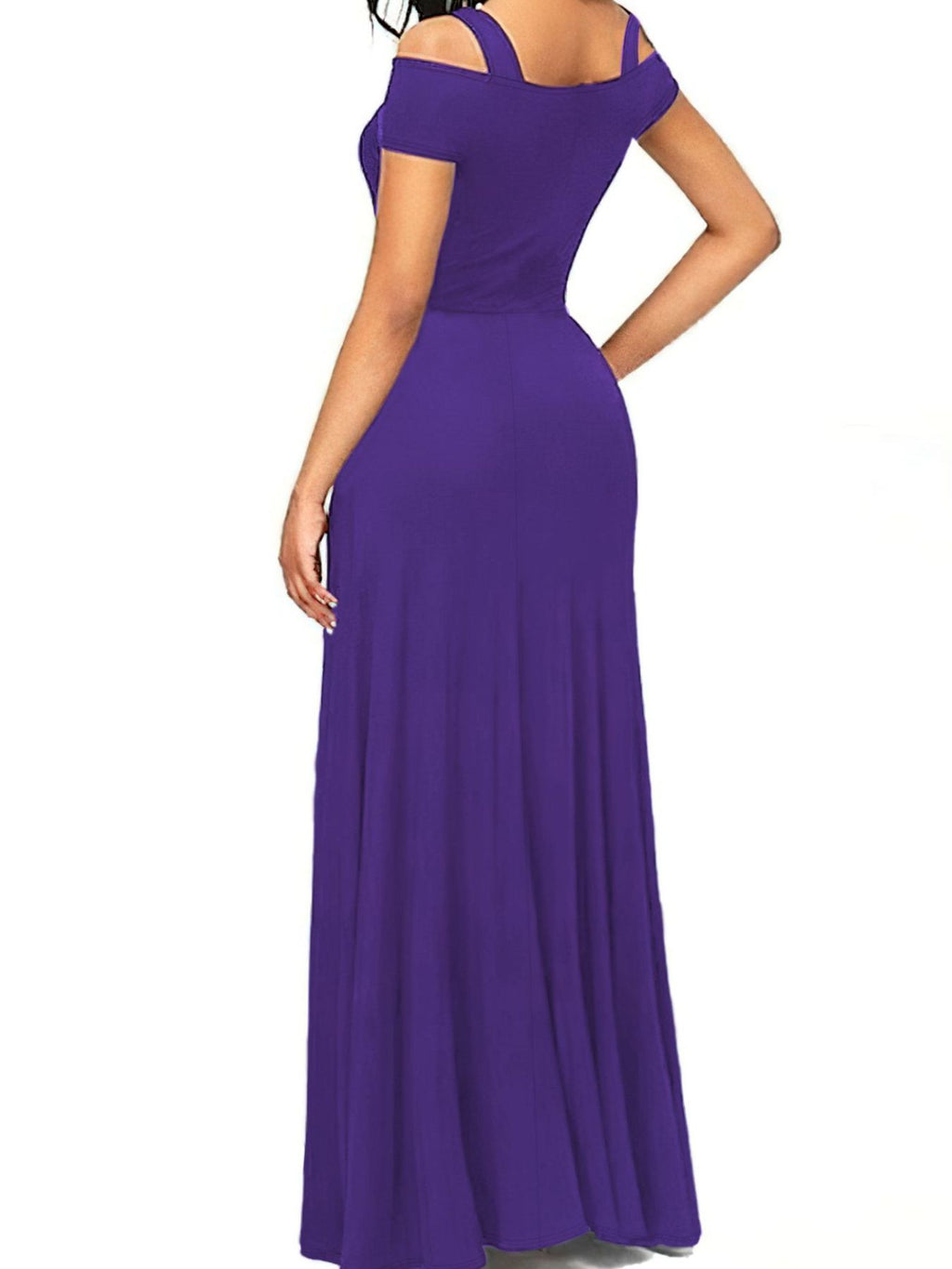 Elegant Off - Shoulder Slit Maxi Dress - TrendNest