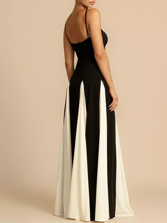 Two - Tone Flowing Maxi Dress - TrendNest