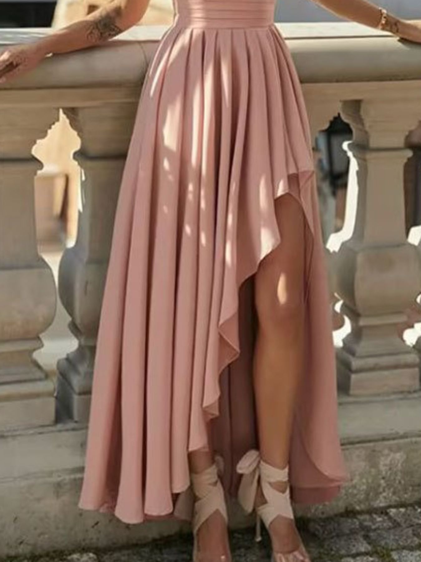 Full Size One - Shoulder Asymmetrical Hen Dress Plus Size - TrendNest