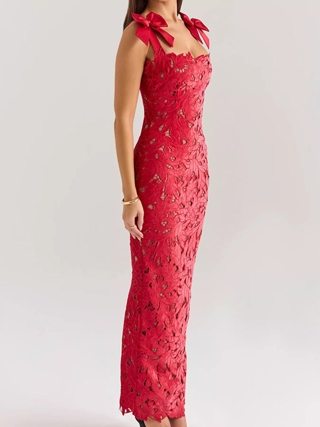 Slit Tie Shoulder Maxi Dress - TrendNest
