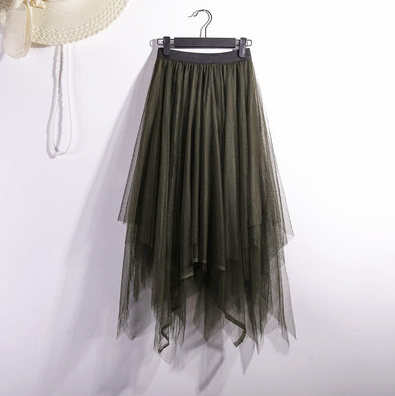 Tulle High-Waisted A-Line Skirt (Layered Design)