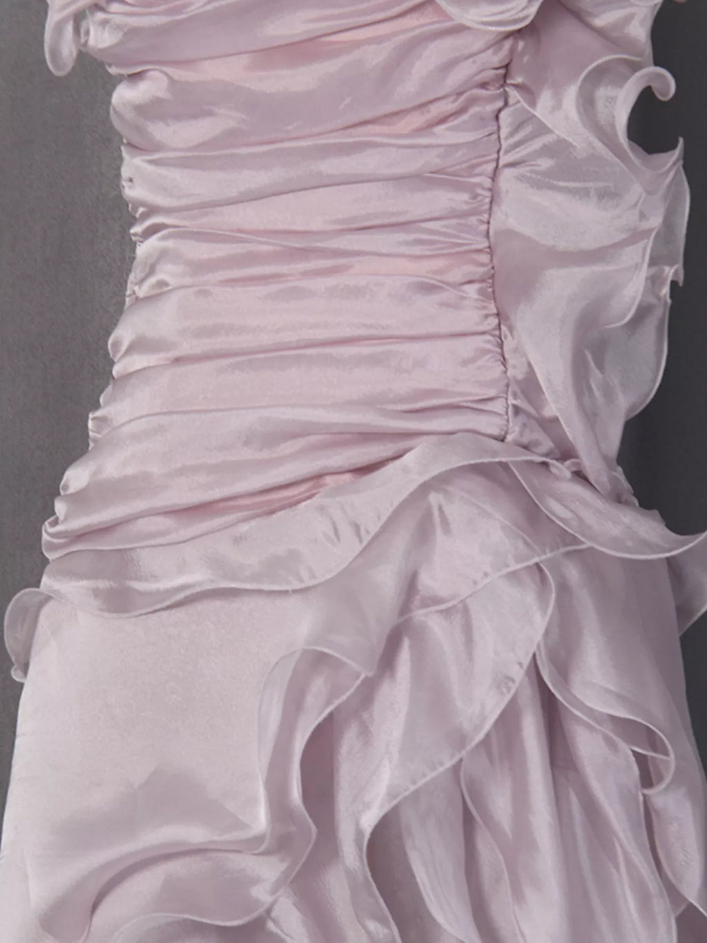 Ruffled High - Low Strapless Dress - TrendNest