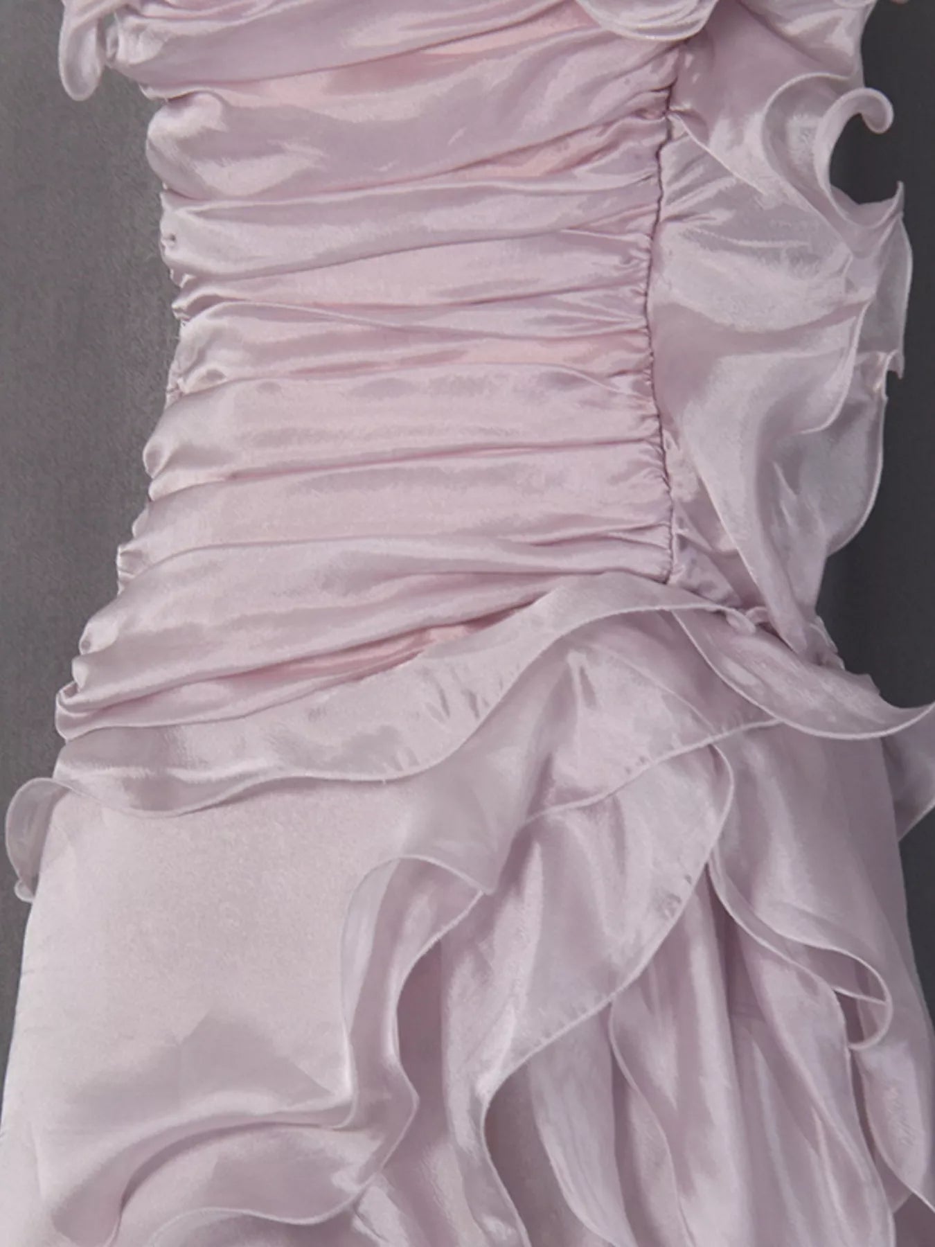 Ruffled High - Low Strapless Dress - TrendNest