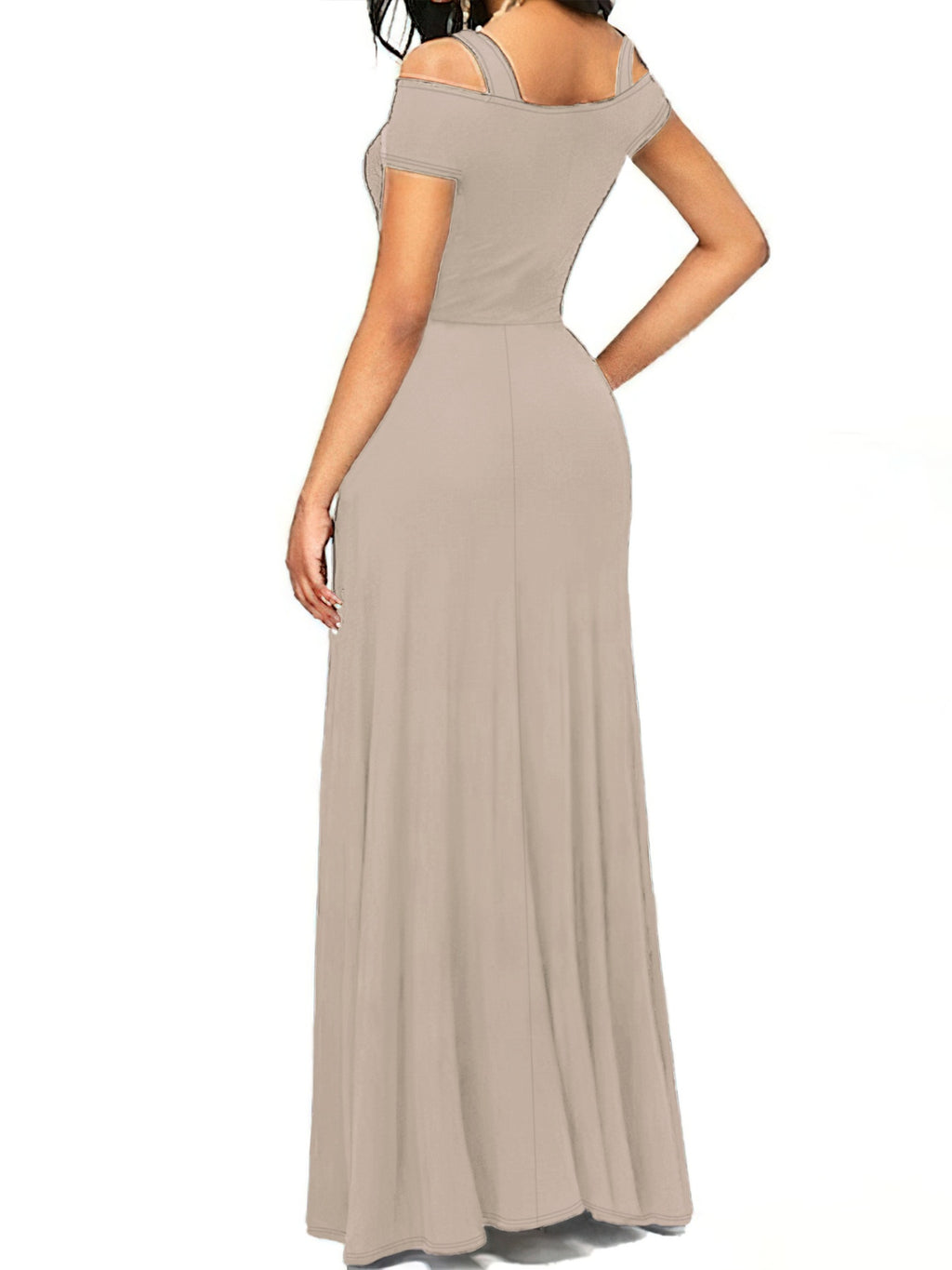 Elegant Off - Shoulder Slit Maxi Dress - TrendNest