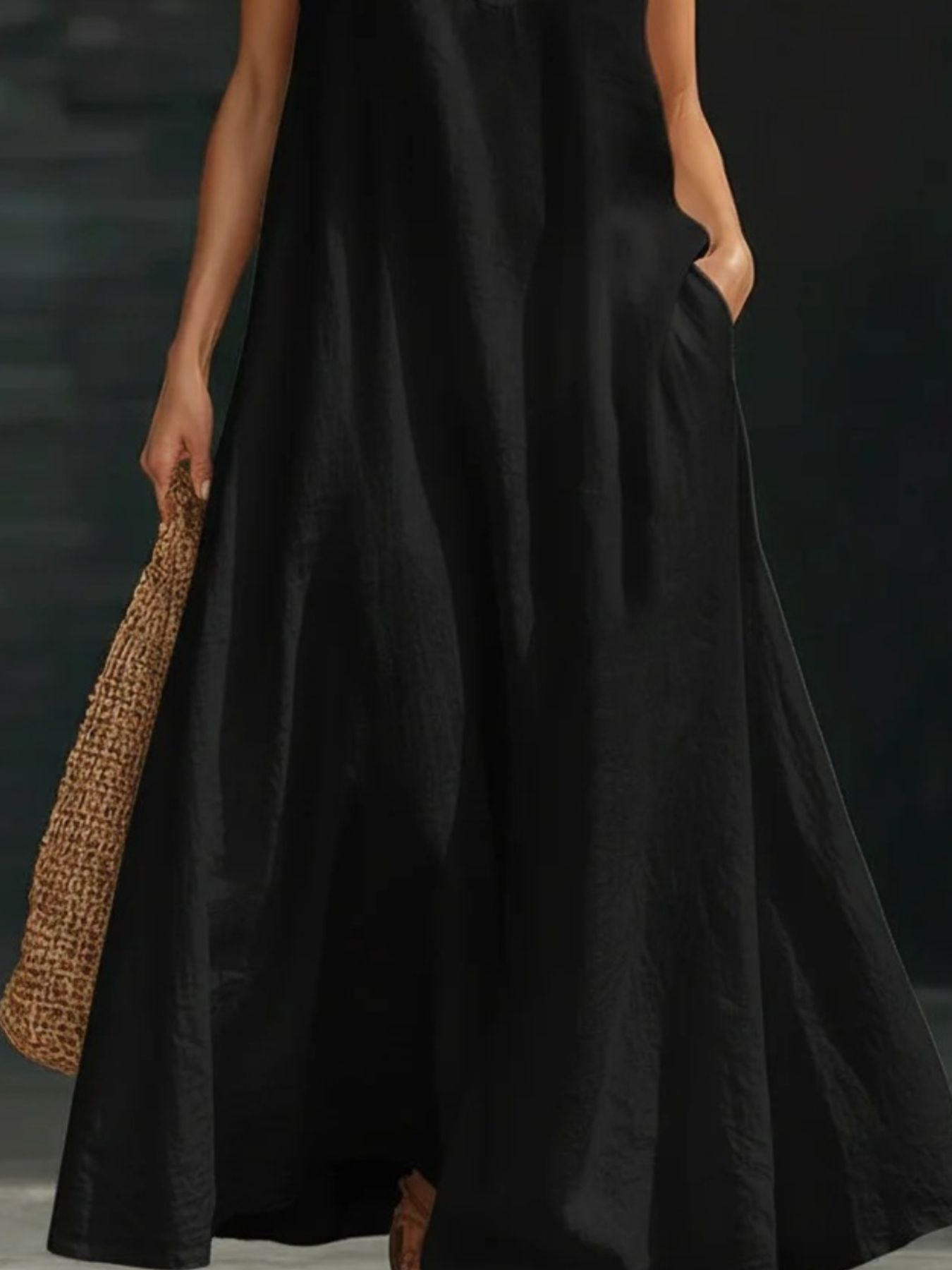 Halter Neck Maxi Dress with Pockets - TrendNest