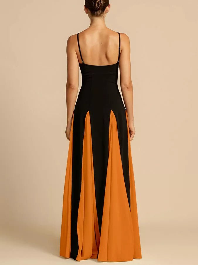 Two - Tone Flowing Maxi Dress - TrendNest