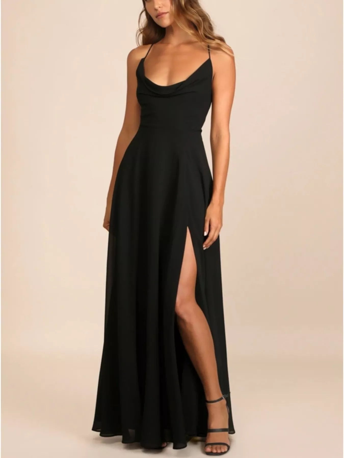 Slit Cowl Neck Maxi Dress - TrendNest