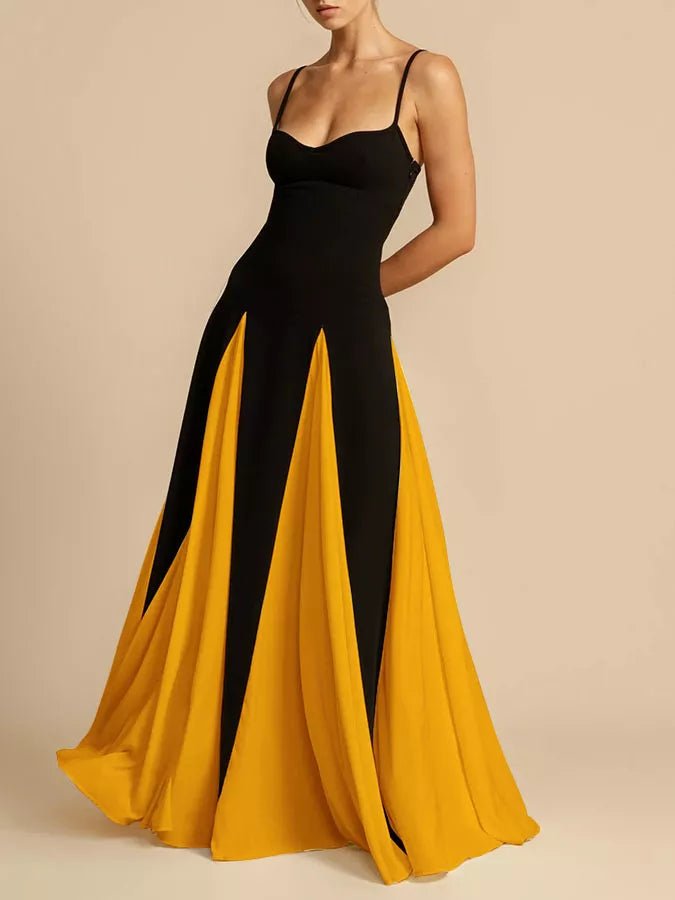 Two - Tone Flowing Maxi Dress - TrendNest