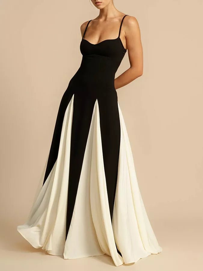 Two - Tone Flowing Maxi Dress - TrendNest