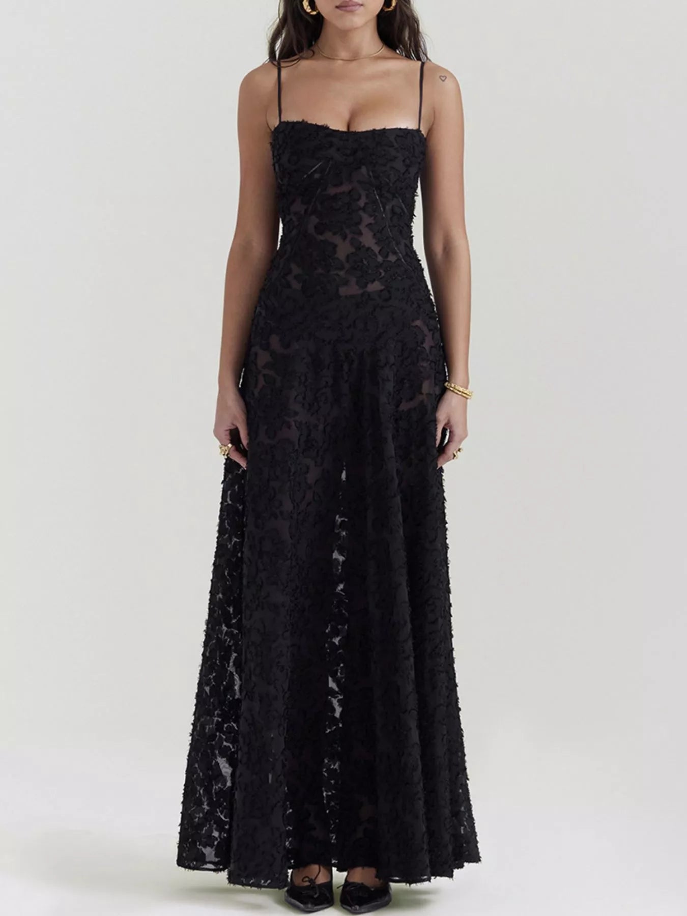 Lace Spaghetti Strap Maxi Dress - TrendNest