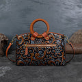 Vintage Embossed Leather Tote Bag for Women