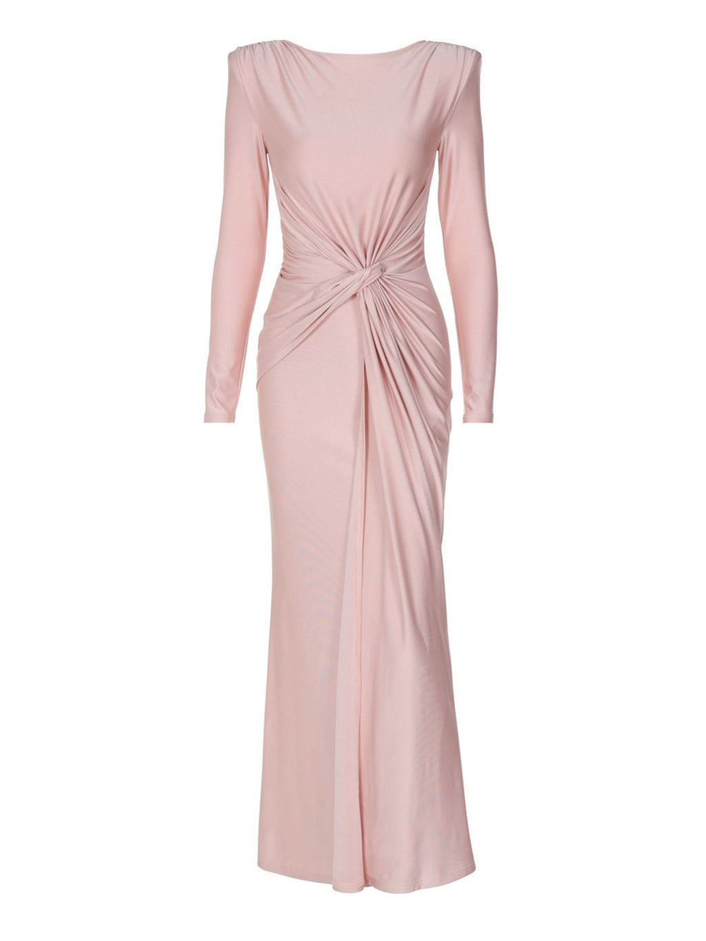 Ruched Knot Front Long Sleeve Maxi Dress - TrendNest