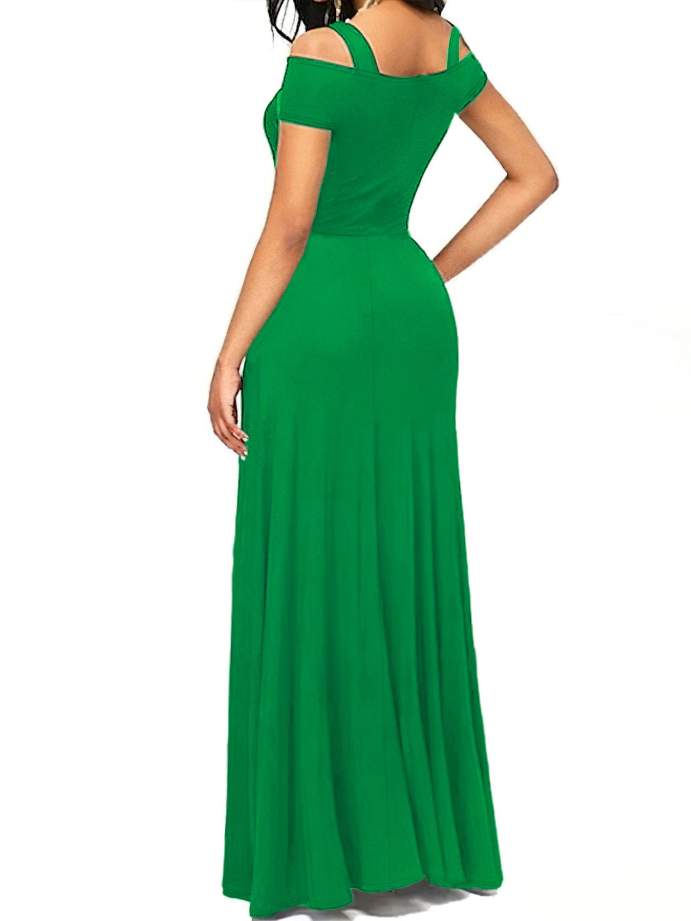 Elegant Off - Shoulder Slit Maxi Dress - TrendNest