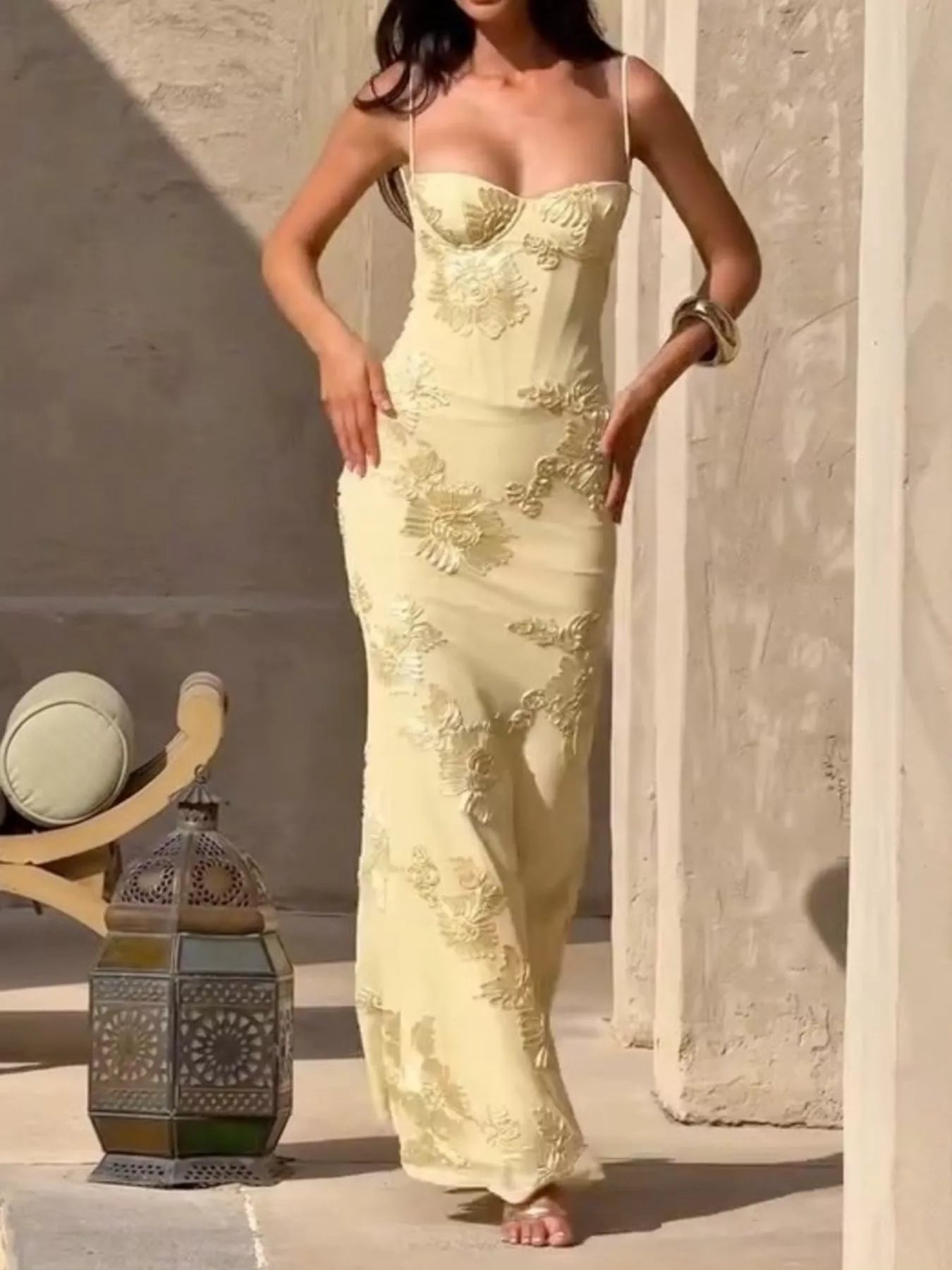 Sweetheart Neck Spaghetti Strap Maxi Dress - TrendNest