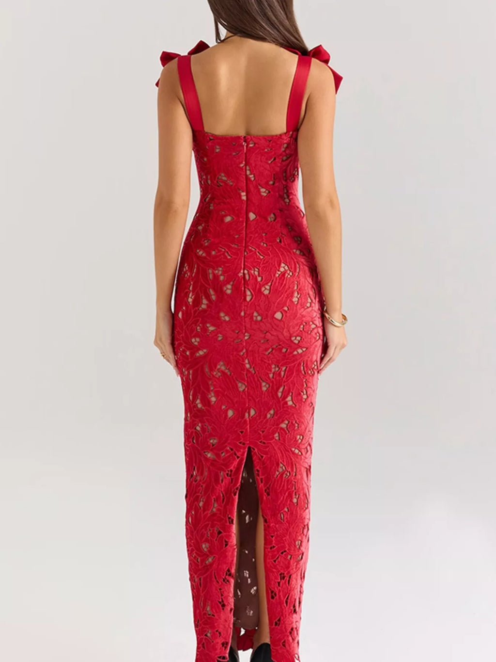 Slit Tie Shoulder Maxi Dress - TrendNest