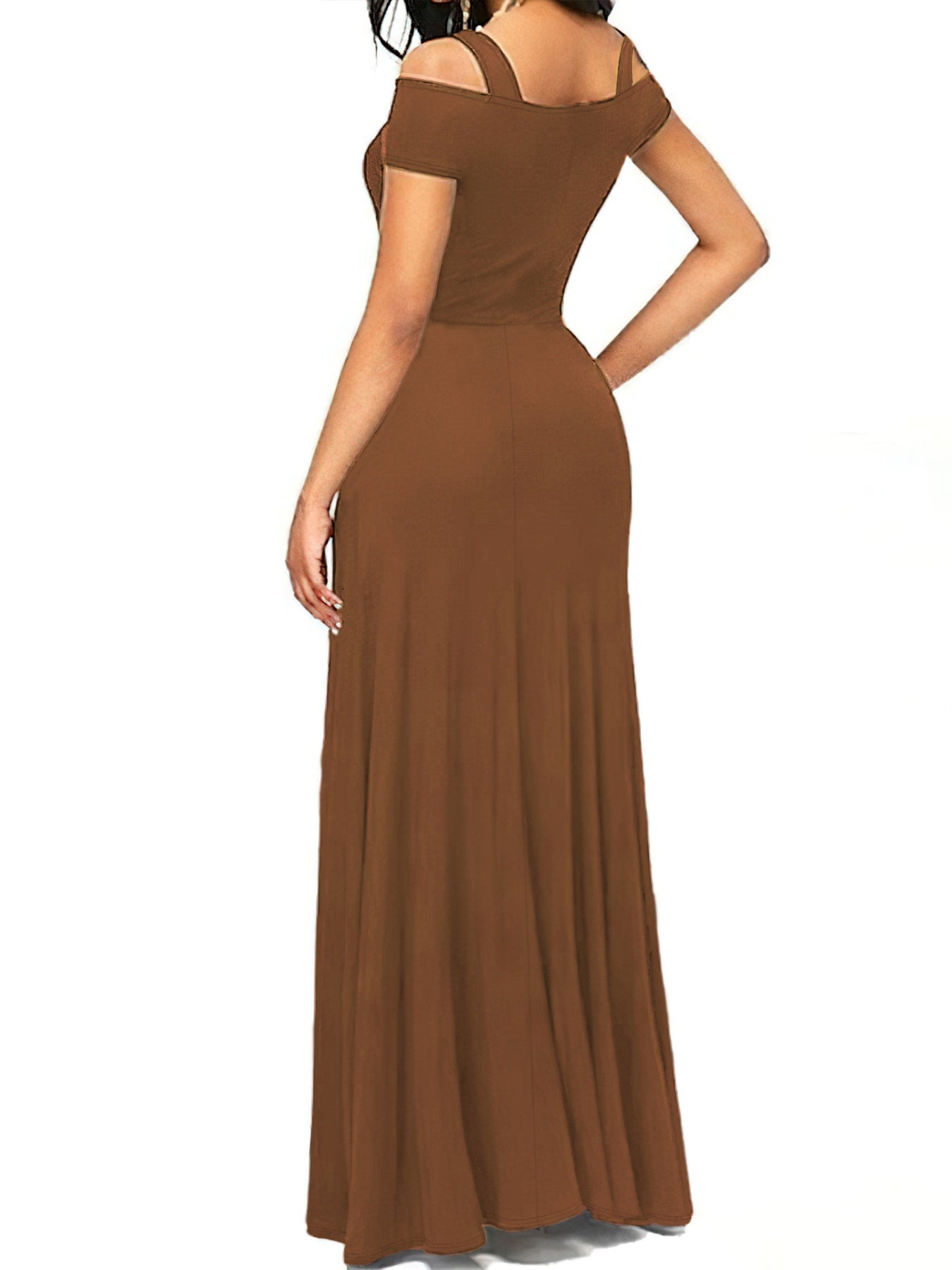 Elegant Off - Shoulder Slit Maxi Dress - TrendNest