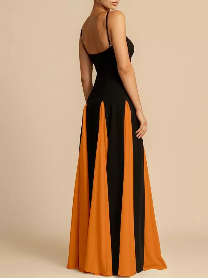Two - Tone Flowing Maxi Dress - TrendNest