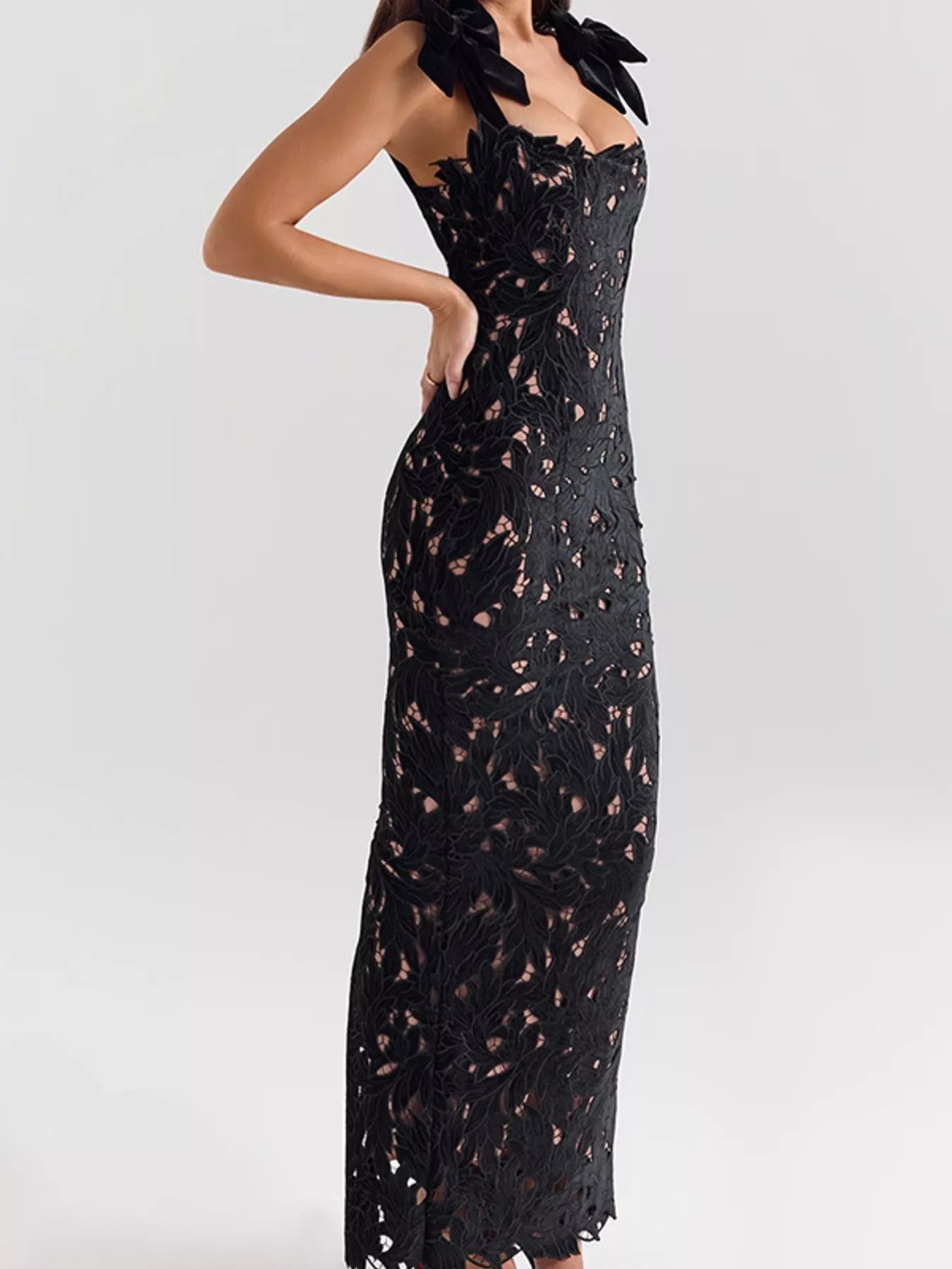 Slit Tie Shoulder Maxi Dress - TrendNest