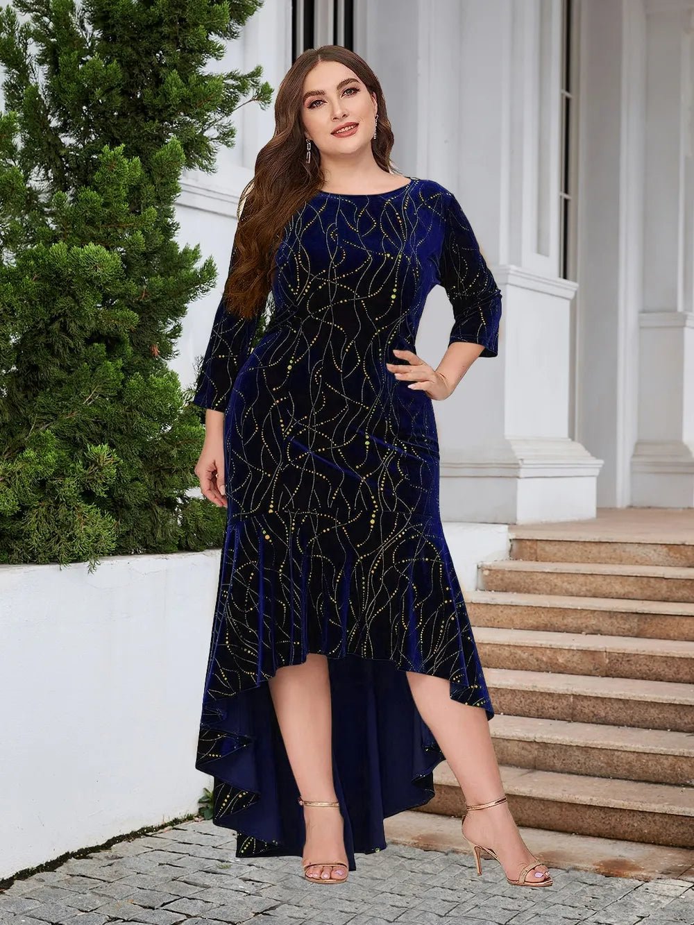 Plus Size Ruffle Hem High - Low Dress - TrendNest